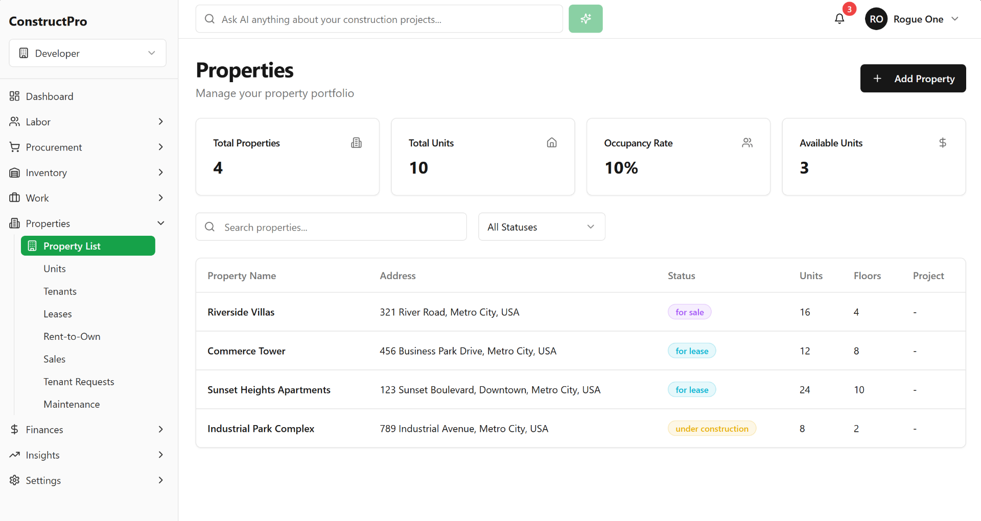Property Management screenshot